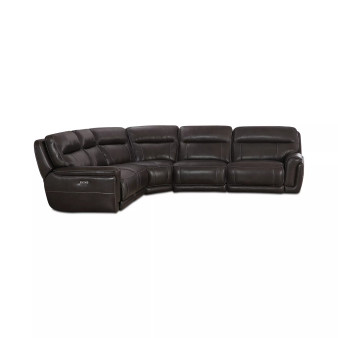 CLOSEOUT! Summerbridge 5-Pc. Leather Sectional Sofa with 3 Power Reclining Chairs, Power Headrests and USB Power Outlet