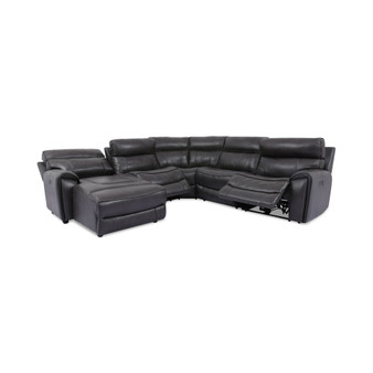 CLOSEOUT! Hutchenson 5-Pc. Leather Chaise Sectional with 2 Power Recliners