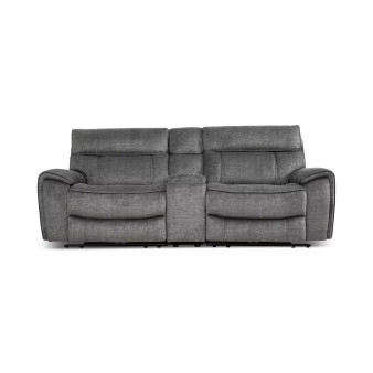 Hutchenson 3-Pc. Fabric Sectional with 2 Power Recliners, Power Headrests and Console