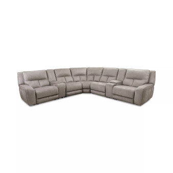 Terrine 7-Pc. Fabric Sectional with 3 Power Motion Recliners and 2 USB Consoles