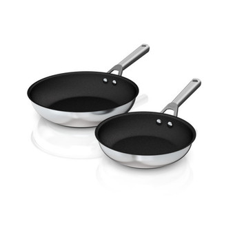 Foodi NeverStick Stainless 8" and 10.25" Fry Pan Set