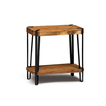 Ryegate Natural Live Edge Solid Wood with Metal End Table, Natural