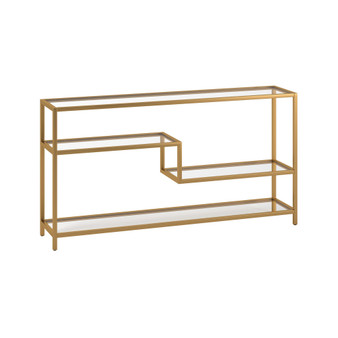 Mathis 55" Wide Metal Rectangular Console Table with Glass Top