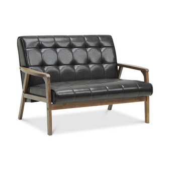 Caden Mid-Century Faux Leather Loveseat