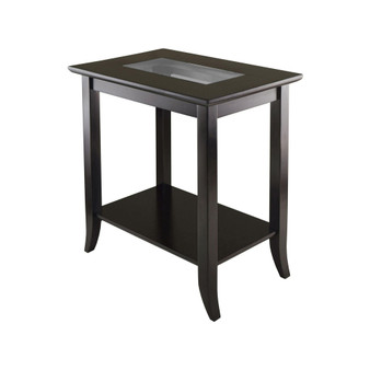 Genoa Rectangular End Table With Glass Top And Shelf