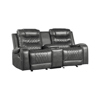 White Label Bailey 78" Double Glider Reclining Loveseat with Center Console, Receptacles and USB Port