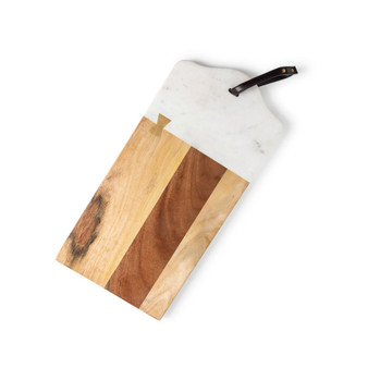 Darvaza White Marble & Wood Cutting Board - Large