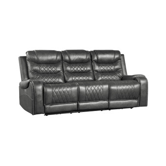White Label Bailey 87" Power Double Reclining Sofa with Drop-Down Cup Holders, Receptacles and USB Port