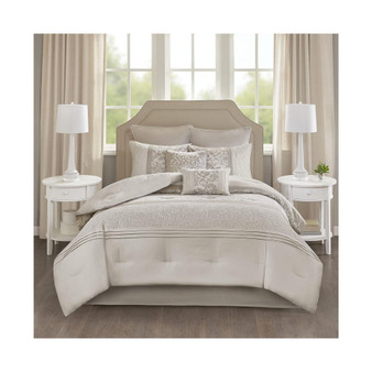 Ramsey Embroidered 8 Piece Comforter Set Neutral King - 5DS10-0048