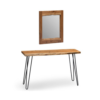 Hairpin Natural Live Edge Media Console and Mirror Set