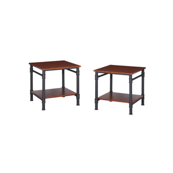 Cagny Industrial Faux Wood End Tables (Set of 2)