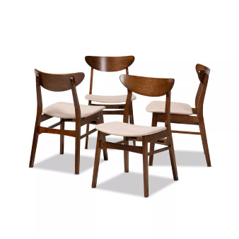 Parlin Mid-Century Modern Transitional Fabric Upholstered 4 Piece Dining Chair Set
