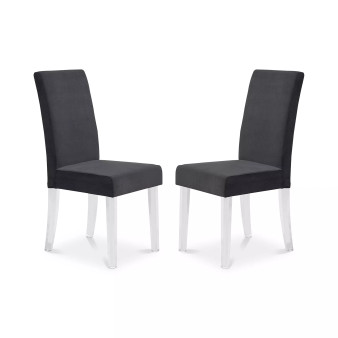 Dalia Modern and Contemporary Dining Chair in Black Velvet with Acrylic Legs - Set of 2