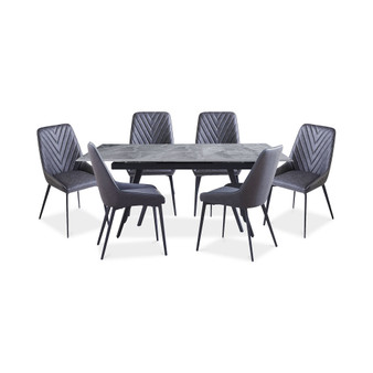 Lucia 7pc Dining Set (Rectangular Table + 6 Side Chairs)