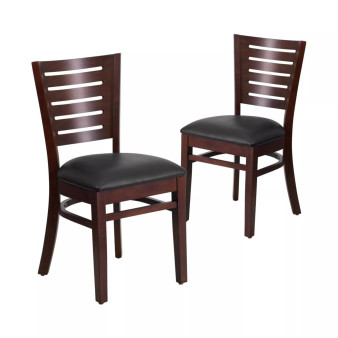 2 Pack Slat Back Wooden Restaurant Chair