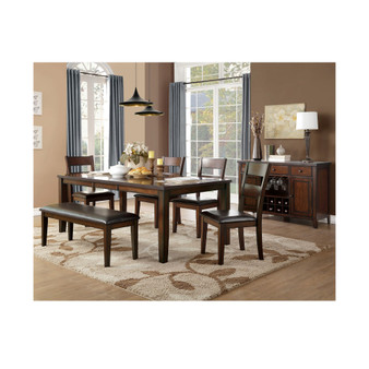 Leona 6pc Dining Set (Rectangular Dining Table, 4 Side Chairs & Bench)