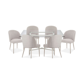 Marilyn Glass and Acrylic Dining 7pc Set (Rectangular Table +6 Chairs)