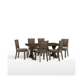 Denman Dining 7-Pc Set (Rectangle Trestle Table + 6 Side Chairs)