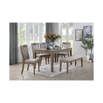 Forte 6pc Dining Set (Rectangular Dining Table, 4 Side Chairs & Bench)