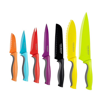 7-Piece with 7 -Sheaths Color Coated Carbon Stainless Steel Knife Set