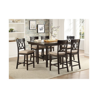 Birm 7pc Dining Set (Counter Height Rectangular Table & 6 Double Cross Back Side Chairs)