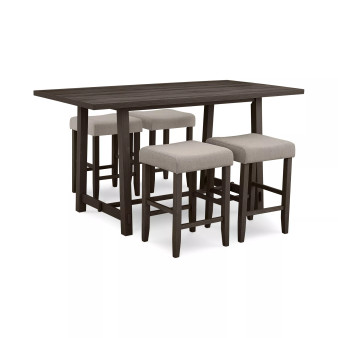 Max Meadows Laminate 5-Pc. Dining Set (Rectangular Counter Height Trestle Table & 4 Backless Stools)