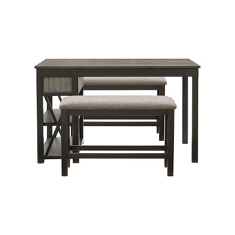 Samuel 3pc Dining Set (Counter Height Rectangular Table & 2 Benches)