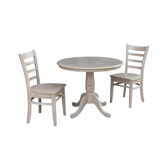 36" Round Extension Dining Table with 2 Emily Chairs
