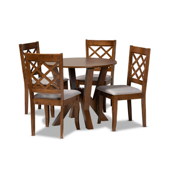 Zoe Modern and Contemporary Fabric Upholstered 5 Piece Dining Set