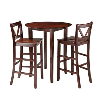 Fiona 3-Piece High Round Table with 2 Bar V-Back Stool