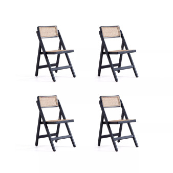 Pullman 4-Piece Ash Wood and Natural Cane Folding Dining Chair
