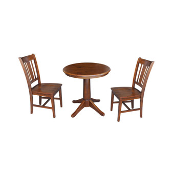 30" Round Top Pedestal Table with 2 Chairs
