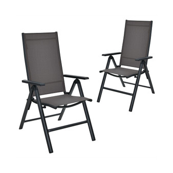2PCS Patio Folding Dining Chairs Aluminum Adjustable Back
