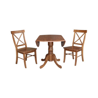 Dual Drop Leaf Table with 2 X Back Chairs, Set of 3