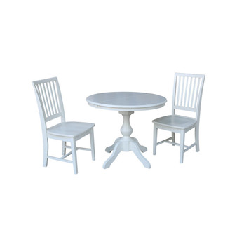 36" Round Extension Dining Table with 2 Mission Chairs