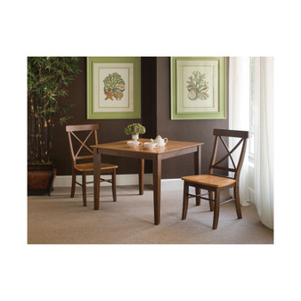 36X36 Dining Table With 2 X-Back Chairs