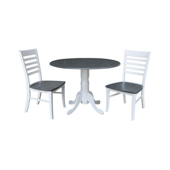 42" Dual Drop Leaf Dining Table with 2 Ladderback Chairs, 3 Piece Dining Set
