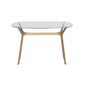 Archtech Modern Glass 48" Desk / Dining Table, In Gold / Clear Glass
