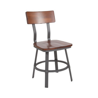 Restaurant Chair With Wood Seat & Back And Powder Coat Frame
