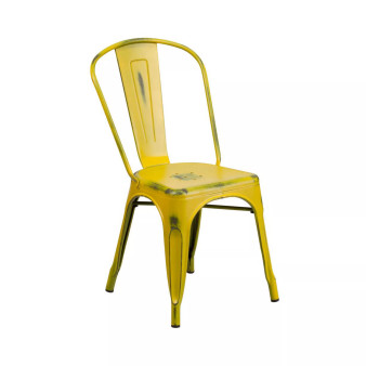 Banks Indoor/Outdoor Stacking Metal Dining Chair With Single Slat Back And Distressed Powder Coated Finish