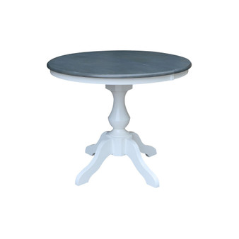 36" Round Top Pedestal Dining Table with 12" Leaf