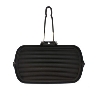 French Cast Iron 14" Rectangle Grill With Folding Handle