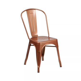 Wells Indoor/Outdoor Stacking Metal Dining Chair With Single Slat Back And Powder Coated Finish