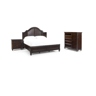 Paula Deen Bedroom Furniture, Steel Magnolia Tobacco Finish King 3 Piece Set (Bed, Chest and Nightstand)