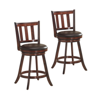 Set of 2 25'' Swivel Bar stool Leather Padded Dining Pub