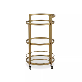 Hause Round Bar Cart with Mirrored Shelf