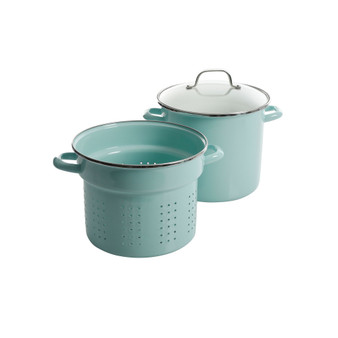 Thayer Enamel On Steel 8 Quart Stock Pot with Steamer