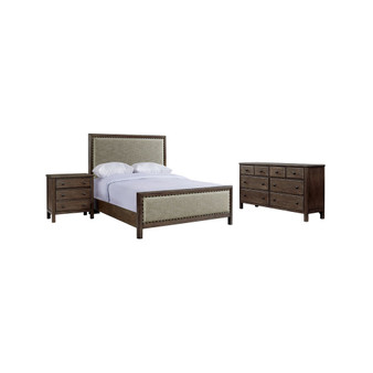 Parker Mocha Upholstered Bedroom Furniture, (3-Pc. Set Full Bed, Nightstand, Dresser), Created for Macy's