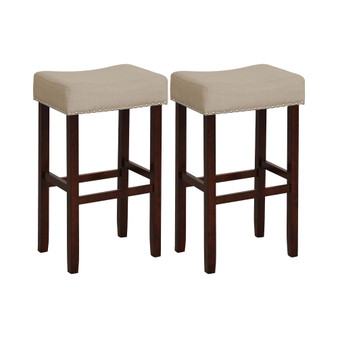 Set of 2 Bar Stools Bar Height Saddle Kitchen Chairs with Wooden Legs