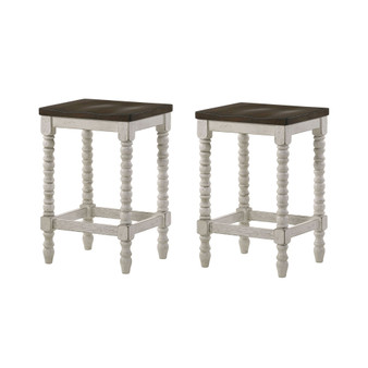 Hollia Farmhouse 2 Piece Solid Wood Counter Height Stools Set